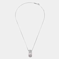Versace Greca Diamond 18k White Gold Pendant Necklace