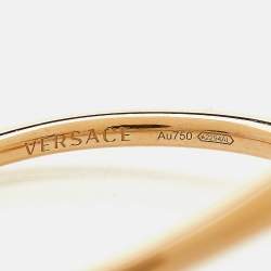 Versace Virya Diamond Amethyst 18K Rose Gold Open Cuff Bracelet