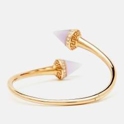 Versace Virya Diamond Amethyst 18K Rose Gold Open Cuff Bracelet