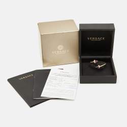 Versace Virya Diamond Amethyst 18K Rose Gold Open Cuff Bracelet