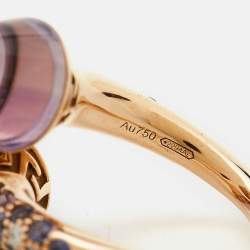 Versace Virya Amethyst Diamond 18K Rose Gold Cocktail Ring Size 48