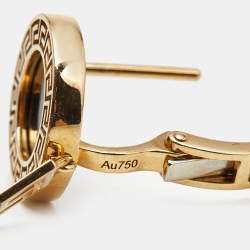Pre Owned Versace Greca Onyx 18k Yellow Gold Earrings
