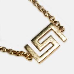 Pre Owned Versace Greek Key Motif 18K Yellow Gold Bracelet