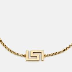 Pre Owned Versace Greek Key Motif 18K Yellow Gold Bracelet