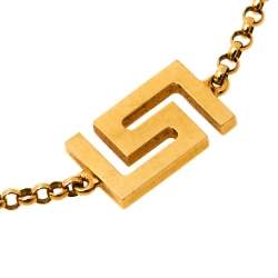 Pre Owned Versace Greek Key Motif 18K Yellow Gold Bracelet