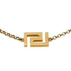 Pre Owned Versace Greek Key Motif 18K Yellow Gold Bracelet