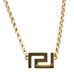 Versace Greek Key Motif 18K Yellow Gold Necklace