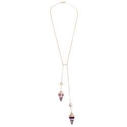Versace Virya Amethyst Diamond 18K Rose Gold Sautoir Necklace