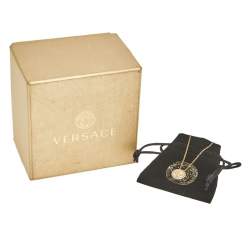 Pre Owned Versace 18K Yellow Gold and 925 Silver Medusa Pendant Necklace