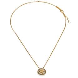 Pre Owned Versace 18K Yellow Gold and 925 Silver Medusa Pendant Necklace