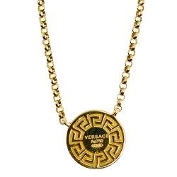 Versace Greca Diamond 18k Yellow Gold Chain Necklace