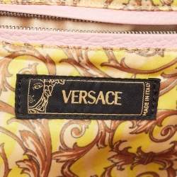 Versace Pink Leather Zip Embellished Repeat Hobo