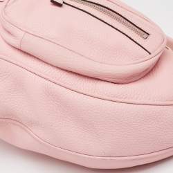 Versace Pink Leather Zip Embellished Repeat Hobo
