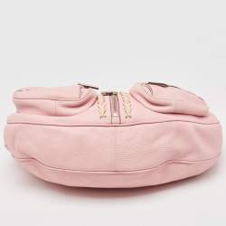 Versace Pink Leather Zip Embellished Repeat Hobo