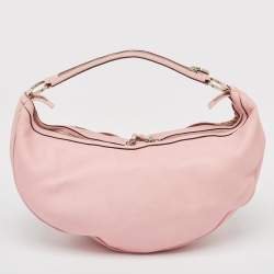 Versace Pink Leather Zip Embellished Repeat Hobo