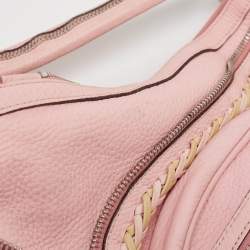 Versace Pink Leather Zip Embellished Repeat Hobo