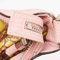 Versace Pink Leather Zip Embellished Repeat Hobo