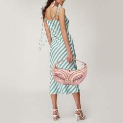 Versace Pink Leather Zip Embellished Repeat Hobo