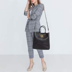 Versace Black Barocco Embossed Leather La Medusa Tote