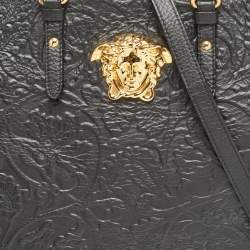 Versace Black Barocco Embossed Leather La Medusa Tote