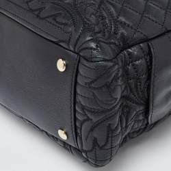 Versace Black Baroque Embossed Leather Demetra Vanitas Satchel