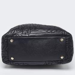 Versace Black Baroque Embossed Leather Demetra Vanitas Satchel