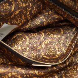Versace Black Baroque Embossed Leather Demetra Vanitas Satchel