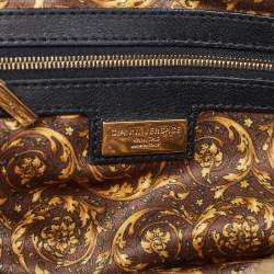 Versace Black Baroque Embossed Leather Demetra Vanitas Satchel
