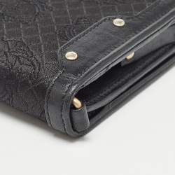 Pre Owned Versace Black Canvas and Leather Medusa Continental Flap Wallet