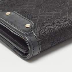 Pre Owned Versace Black Canvas and Leather Medusa Continental Flap Wallet