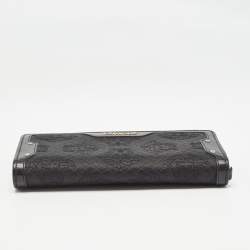 Pre Owned Versace Black Canvas and Leather Medusa Continental Flap Wallet