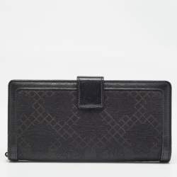 Pre Owned Versace Black Canvas and Leather Medusa Continental Flap Wallet