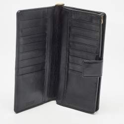 Pre Owned Versace Black Canvas and Leather Medusa Continental Flap Wallet