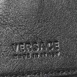 Pre Owned Versace Black Canvas and Leather Medusa Continental Flap Wallet
