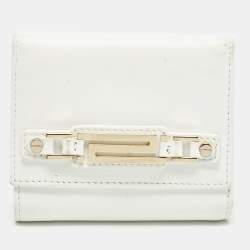 Versace White Leather Trifold Compact Wallet