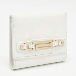 Versace White Leather Trifold Compact Wallet