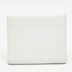 Versace White Leather Trifold Compact Wallet