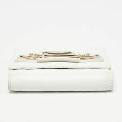 Versace White Leather Trifold Compact Wallet