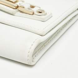 Versace White Leather Trifold Compact Wallet