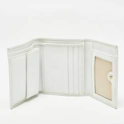 Versace White Leather Trifold Compact Wallet