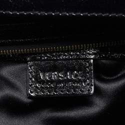 Pre Owned Versace Black/Gold Patent Leather Medussa Flap Hobo