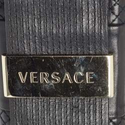 Pre Owned Versace Black Quilted Leather Medallion Chain Clutch