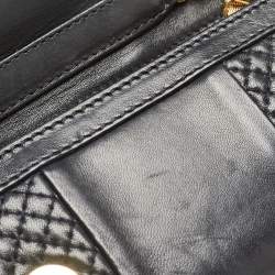 Pre Owned Versace Black Quilted Leather Medallion Chain Clutch