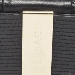 Pre Owned Versace Black Quilted Leather Medallion Chain Clutch