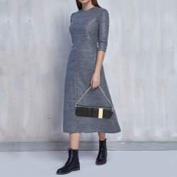 Pre Owned Versace Black Quilted Leather Medallion Chain Clutch