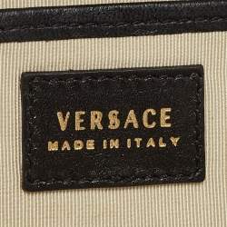 Pre Owned Versace Black Quilted Leather Medallion Chain Clutch