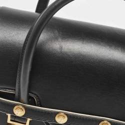 Pre Owned Versace Black Leather Medium Medusa Medallion Tote