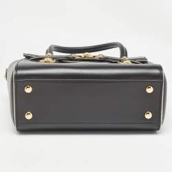 Pre Owned Versace Black Leather Medium Medusa Medallion Tote