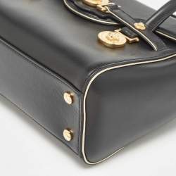 Pre Owned Versace Black Leather Medium Medusa Medallion Tote