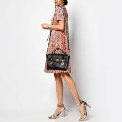 Pre Owned Versace Black Leather Medium Medusa Medallion Tote